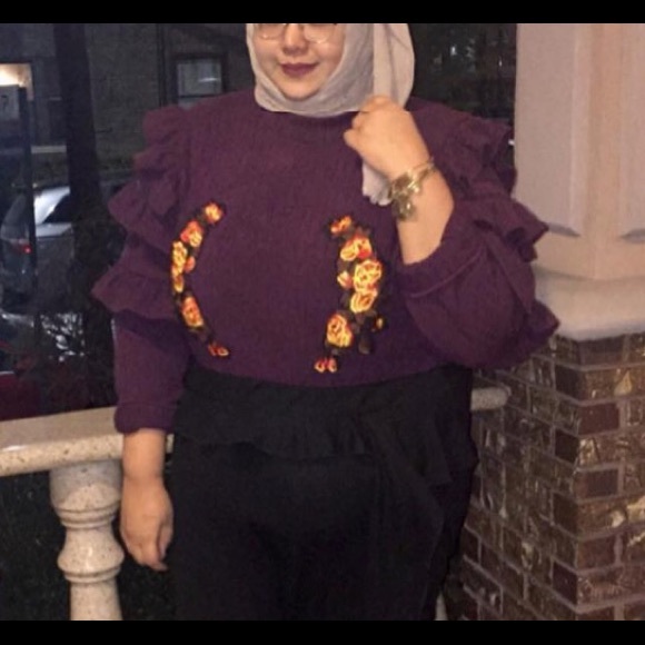 Plum Ruffled Sweater - Picture 2 of 2